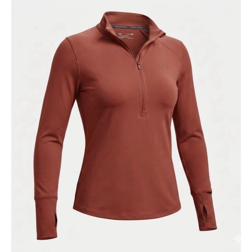 Under Armour XS Rust Orange Half Zip Pullover Compression Running Top Women